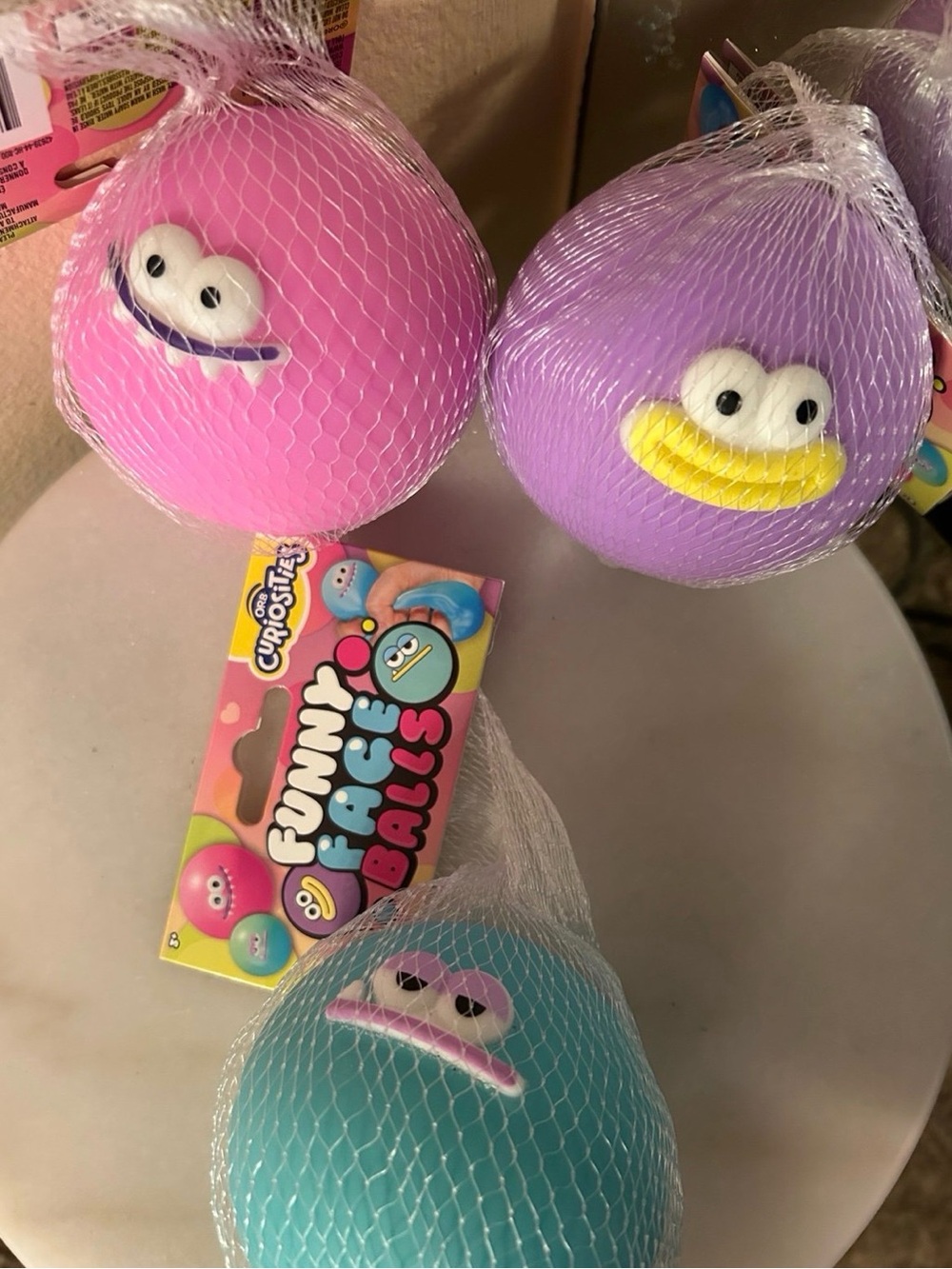 Funny Face Balls - Pink, Purple, Teal Kids Toy Pack
